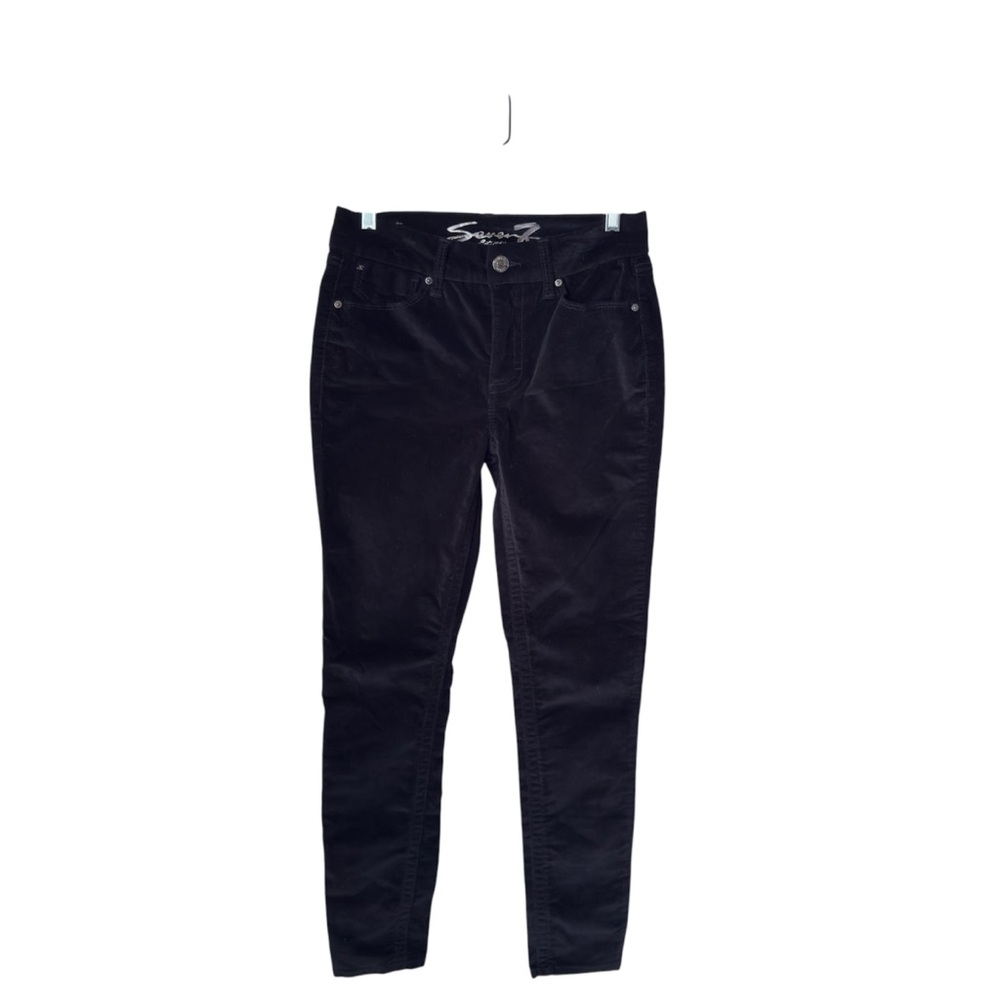 Seven7 Size 6 Black Tummyless High‎ Rise Skinny Velvet Pants Indie Sleaze Grunge